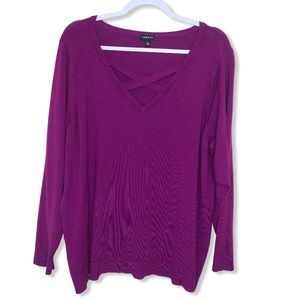 Torrid Purple Cross Front Sweater V Neck